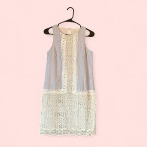 Preppy Lace Seersucker Shift Dress Size 4